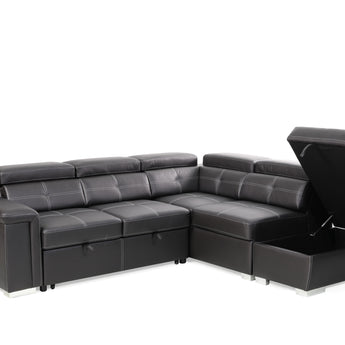 New Flyer Nabuk Fabric (Air Leather)Black Functional Sofa Bed