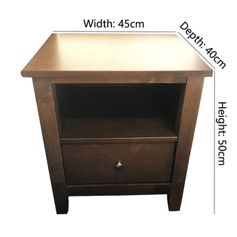 Brown or White Colour One Drawer + Shelf Bedside Table/ Nightstand