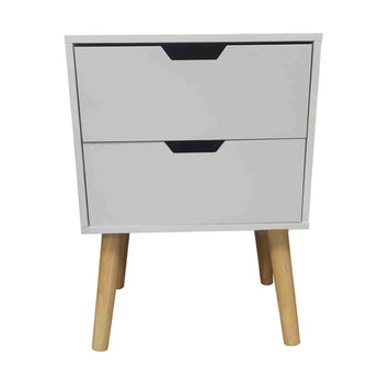 Scandinavian White Bedside Table with Two Drawer