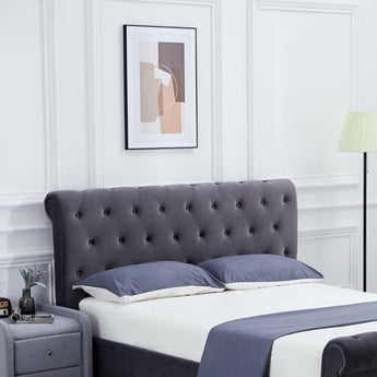 BAILEY EH1046 Elegant Euro Style Button Tufted Dark Grey Velvet Bed Frame