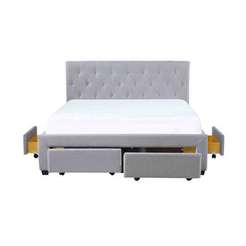 EH1202 Grey Linen Fabric Bed Frame with Four Drawers