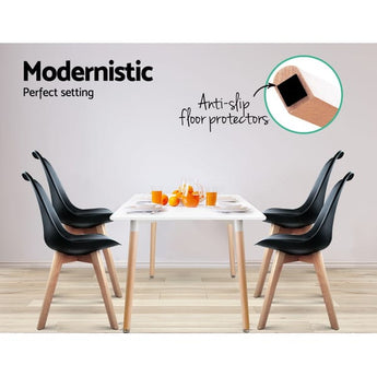 Eames Chairs Set of 4  EH1602 - White / Black Color