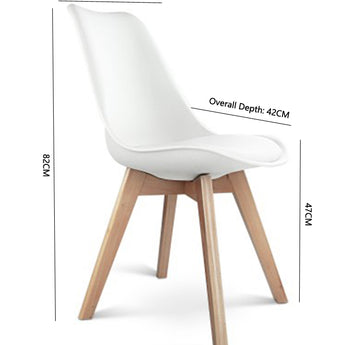 Eames Chairs Set of 4 - White Colour with Padded Seat Cushion