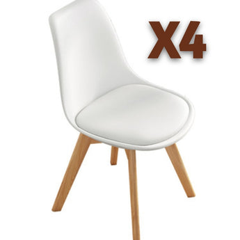 Eames Chairs Set of 4 - White Colour with Padded Seat Cushion