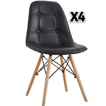 Eames Chairs Set of 4 - Black PU Leather