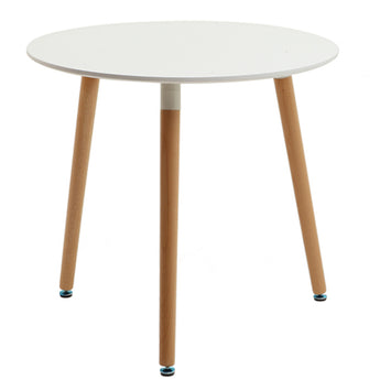 White Round Dining Table with Beech Wood Legs