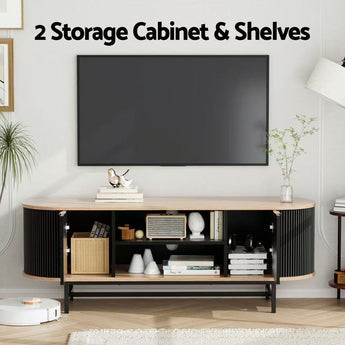 TV 140 Unit Entertainment Unit Storage Cabinet Black Pine