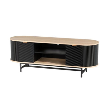 TV 140 Unit Entertainment Unit Storage Cabinet Black Pine