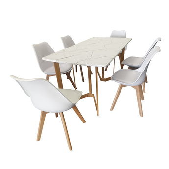 Marble Stone Dining Table with 6 Chairs