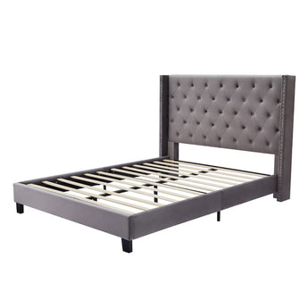 Sofia EH1069 Velvet Fabric Winged Headboard Bed Frame