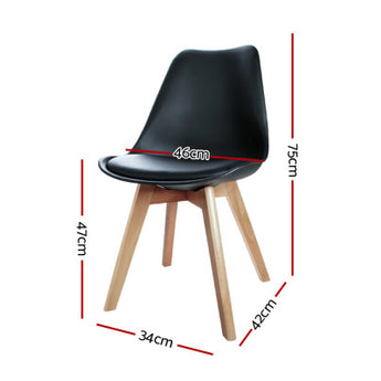 Eames Chairs Set of 4 - White/Black Colour with Padded Seat Cushion