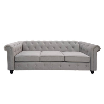 Dover Dark Grey/Light Grey Velvet Fabric 1 Seater/2 Seater/3 Seater Luxury Chesterfield Sofa Set / Sofa Suite