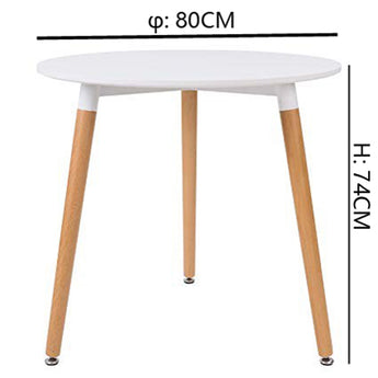 White Round Dining Table with Beech Wood Legs