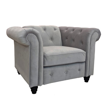 Dover Dark Grey/Light Grey Velvet Fabric 1 Seater/2 Seater/3 Seater Luxury Chesterfield Sofa Set / Sofa Suite