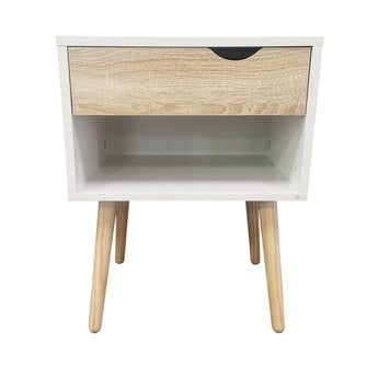 Scandinavian White Frame Oak Drawer Bedside Table