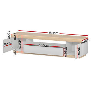 TV Cabinet Entertainment Unit Stand 180CM White Wood(180WDWH)