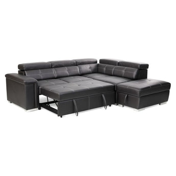 New Flyer Nabuk Fabric （Air Leather）Black Functional Sofa Bed