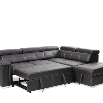 New Flyer Nabuk Fabric （Air Leather）Black Functional Sofa Bed