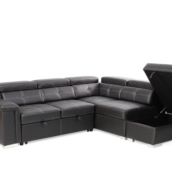 New Flyer Nabuk Fabric （Air Leather）Black Functional Sofa Bed