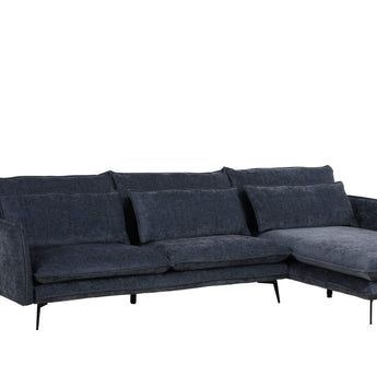 Ashwin SF391 Luxury Corner Blue Fabric Loveseat Sofa(Right Corner Only)