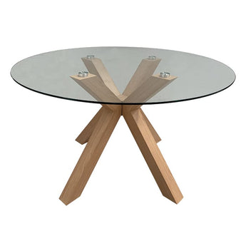 Round Tempered Glass Dining Table with 4 or 6 Chairs