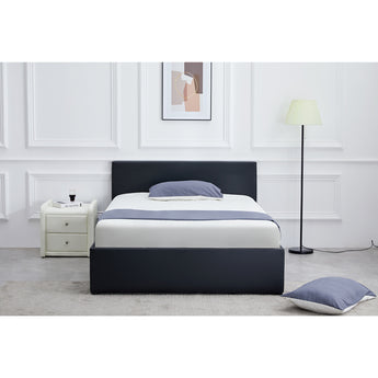 MONTI EH1020 Black PU Leather Gaslift Bed Frame (Double / Queen)