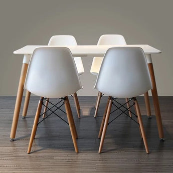 5 Piece/7 Piece Dining Set (White Rectangular Table + Eames Dining Chairs)