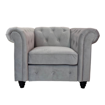 Dover Dark Grey/Light Grey Velvet Fabric 1 Seater/2 Seater/3 Seater Luxury Chesterfield Sofa Set / Sofa Suite