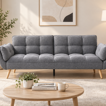 SHEILA Light Grey/Pink Fabric 3 Seater Sofa Bed