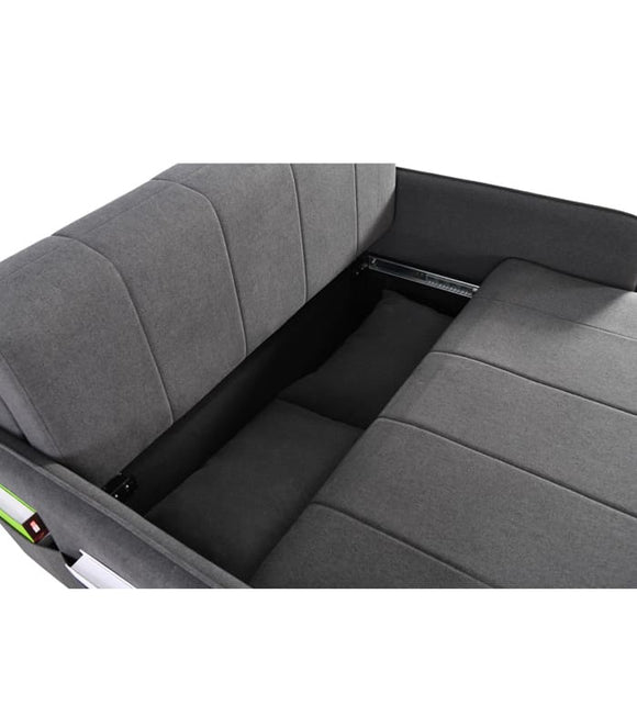 2 Seater Pull Out Sofa Bed with Storage - Grey Fabric EH2941