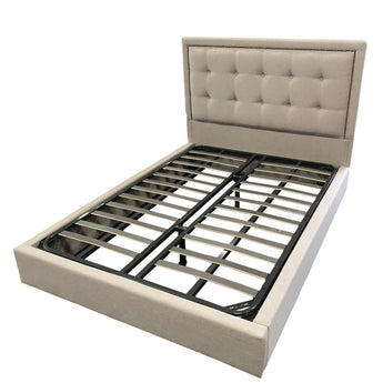 TA20 Luxury Beige Fabric (Metal Framed-Slat) High Quality Bed Frame