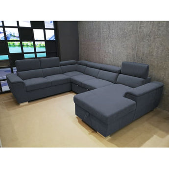 Paxton U Shaped 6 Seater Functional Fabric Corner Sofa / Pullout Sofa Bed with Storage (Only Right Chaise When Facing)