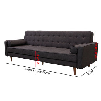 Melodie 3-Seater Grey Velvet Fabric Sofa Bed