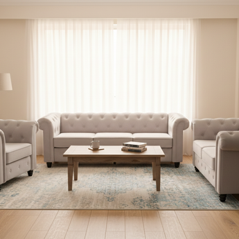 Dover Dark Grey/Light Grey Velvet Fabric 1 Seater/2 Seater/3 Seater Luxury Chesterfield Sofa Set / Sofa Suite