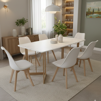 Marble Stone Dining Table with 6 Chairs