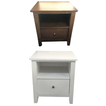 Brown or White Colour One Drawer + Shelf Bedside Table/ Nightstand