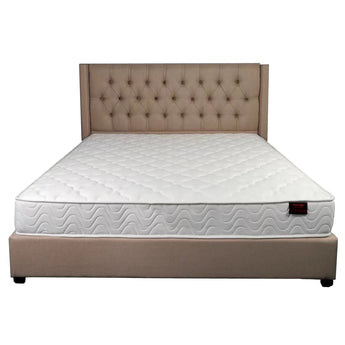 TA91 Luxury Beige Fabric Winged (Metal Framed-Slat) High Quality Bed Frame